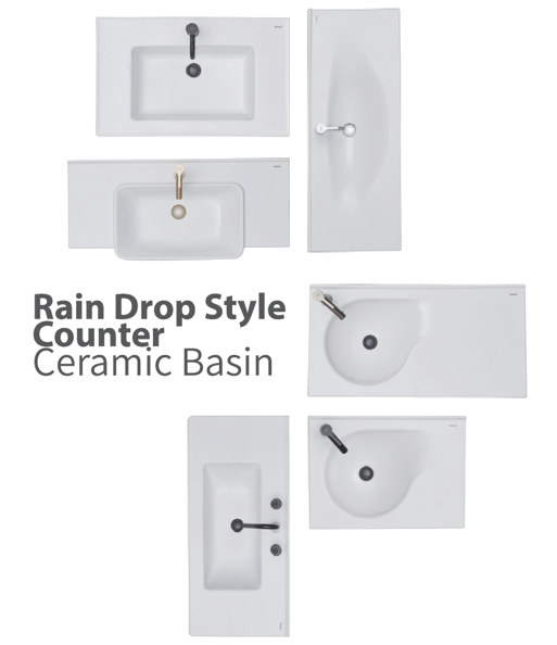 Large, integrated platform basin Explore different ways of washing up