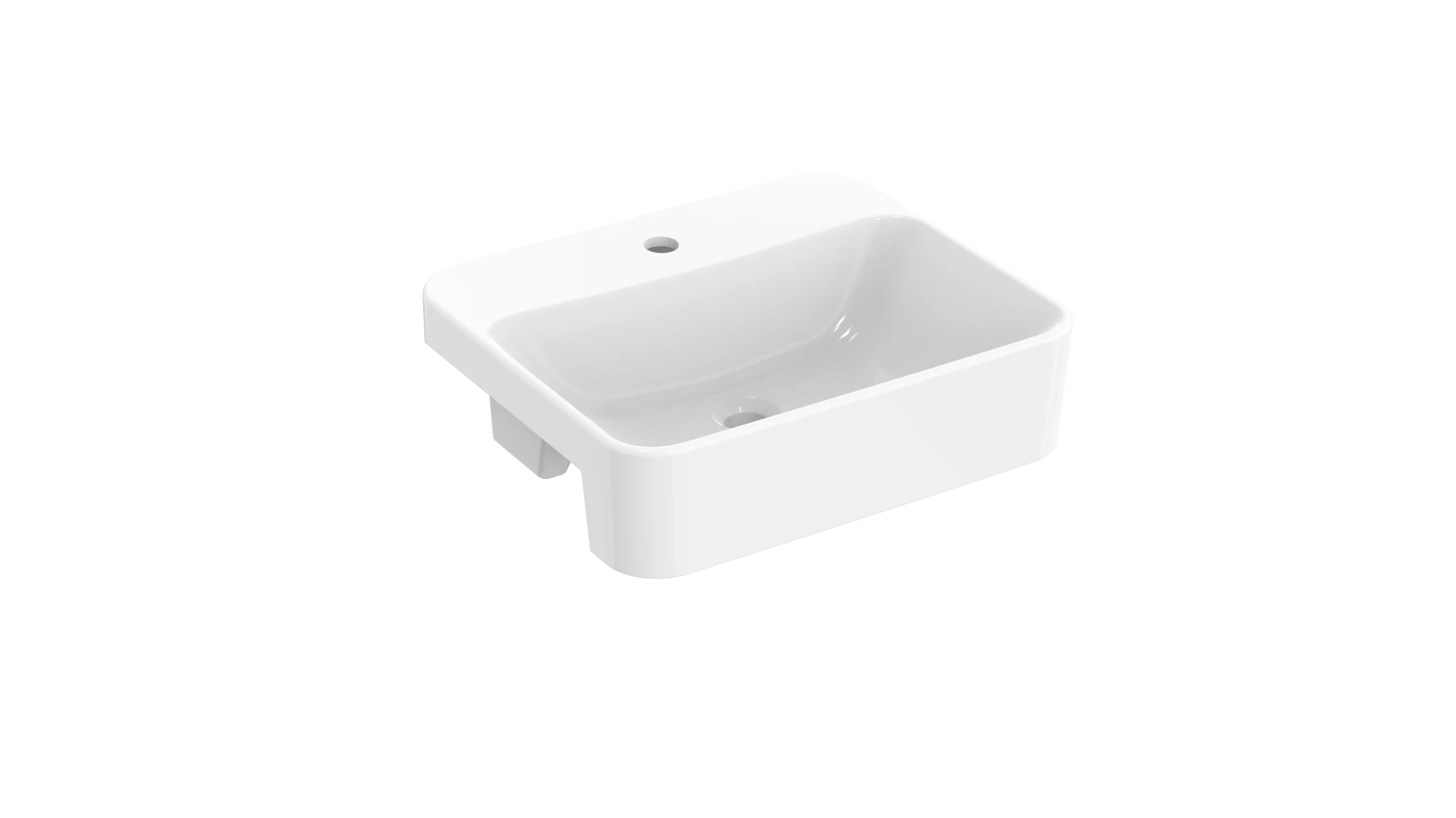 NC22191W-1 50cm Semi-Recessed Basin (1-Hole)